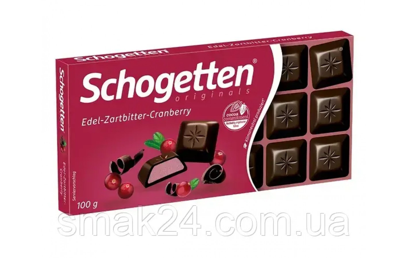 Шоколад чорний із журавлинним кремом Schogetten Dark Chocolate Cranberry 100 г, Німеччина