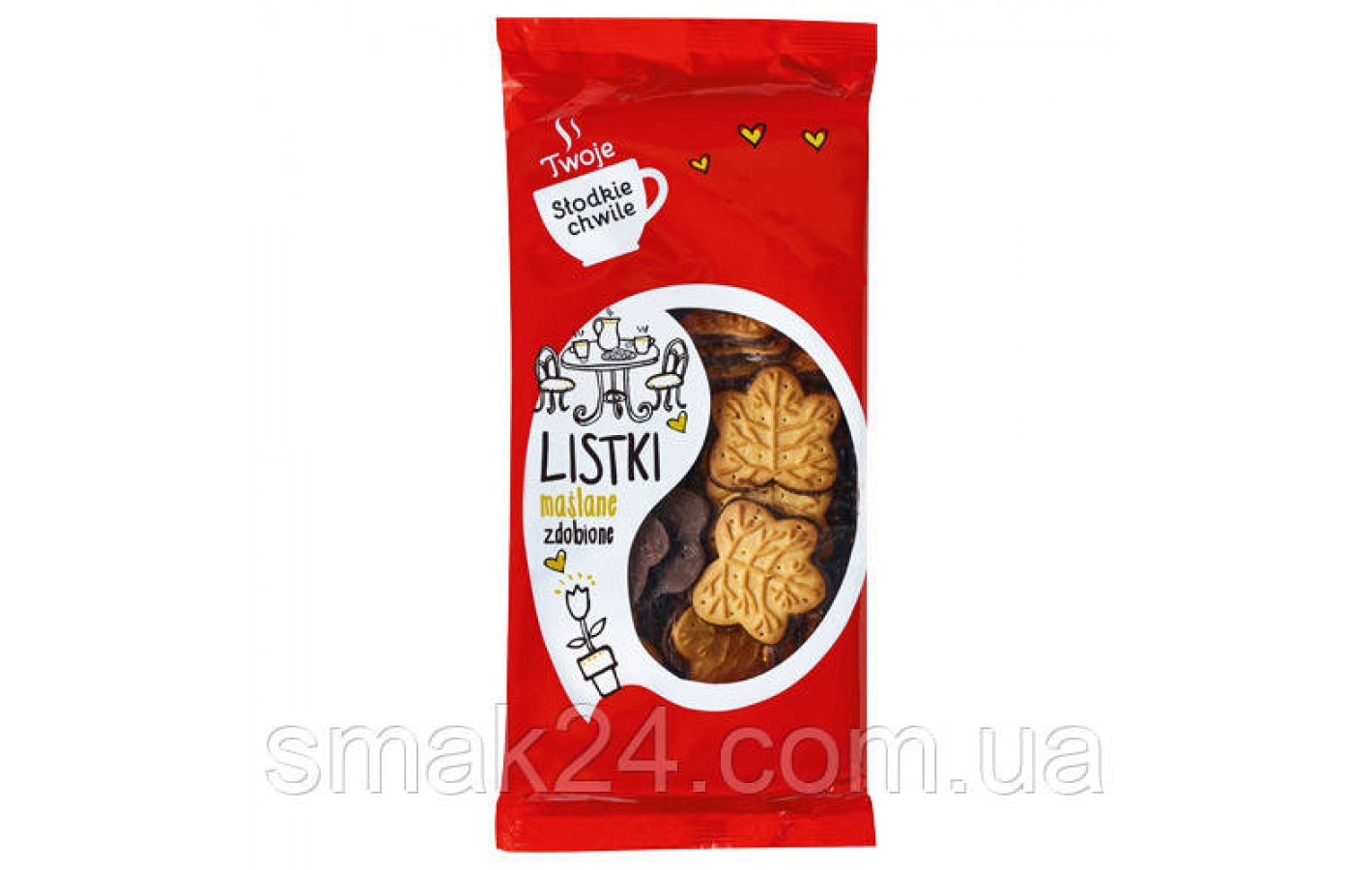Печиво здобне шоколадне Listki Kakaowe zdobione 260г Польща
