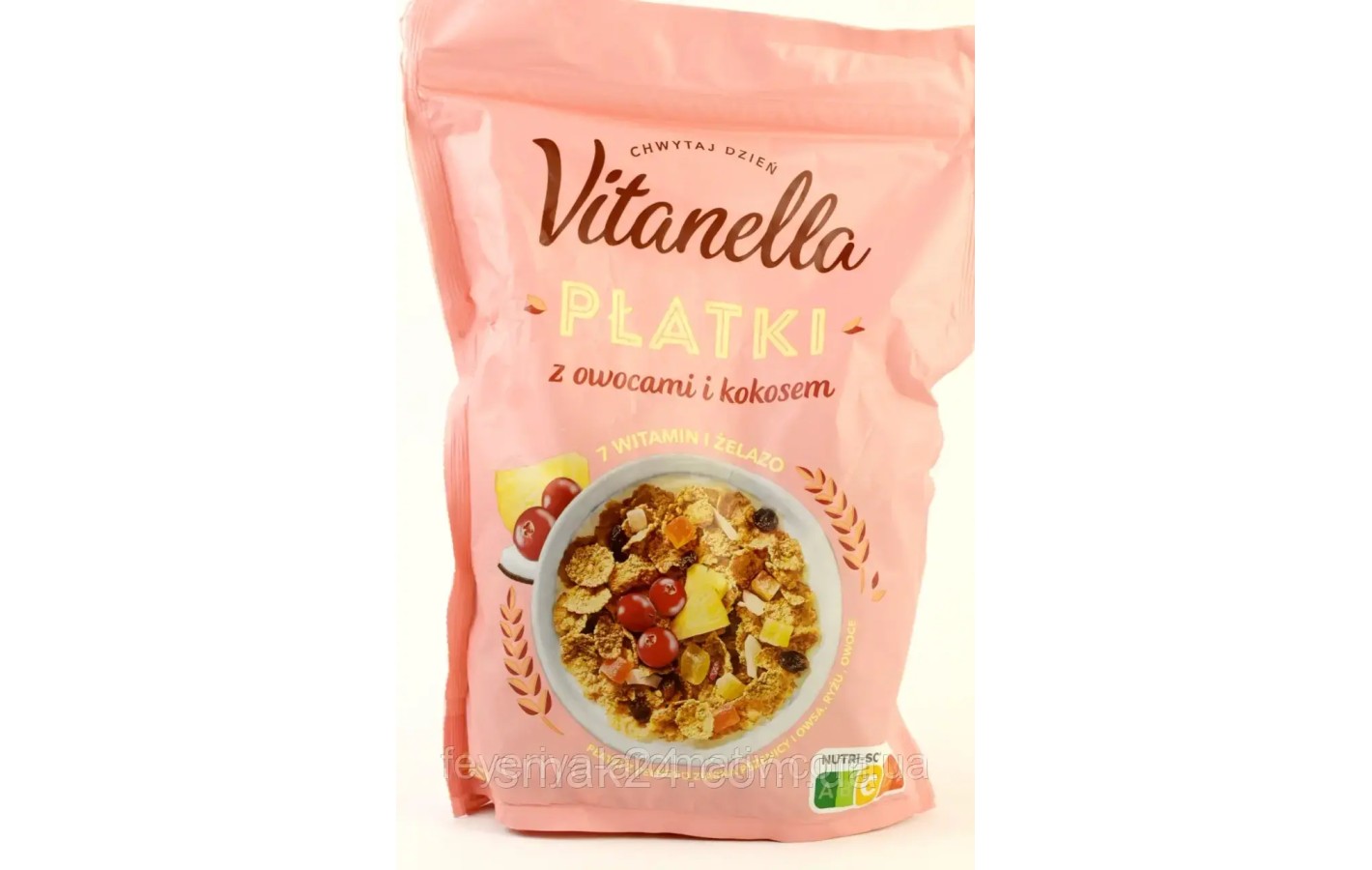 Хлопья с фруктами та кокосом 7 витаминов и железо Vitanella Platki 250 г  Польша