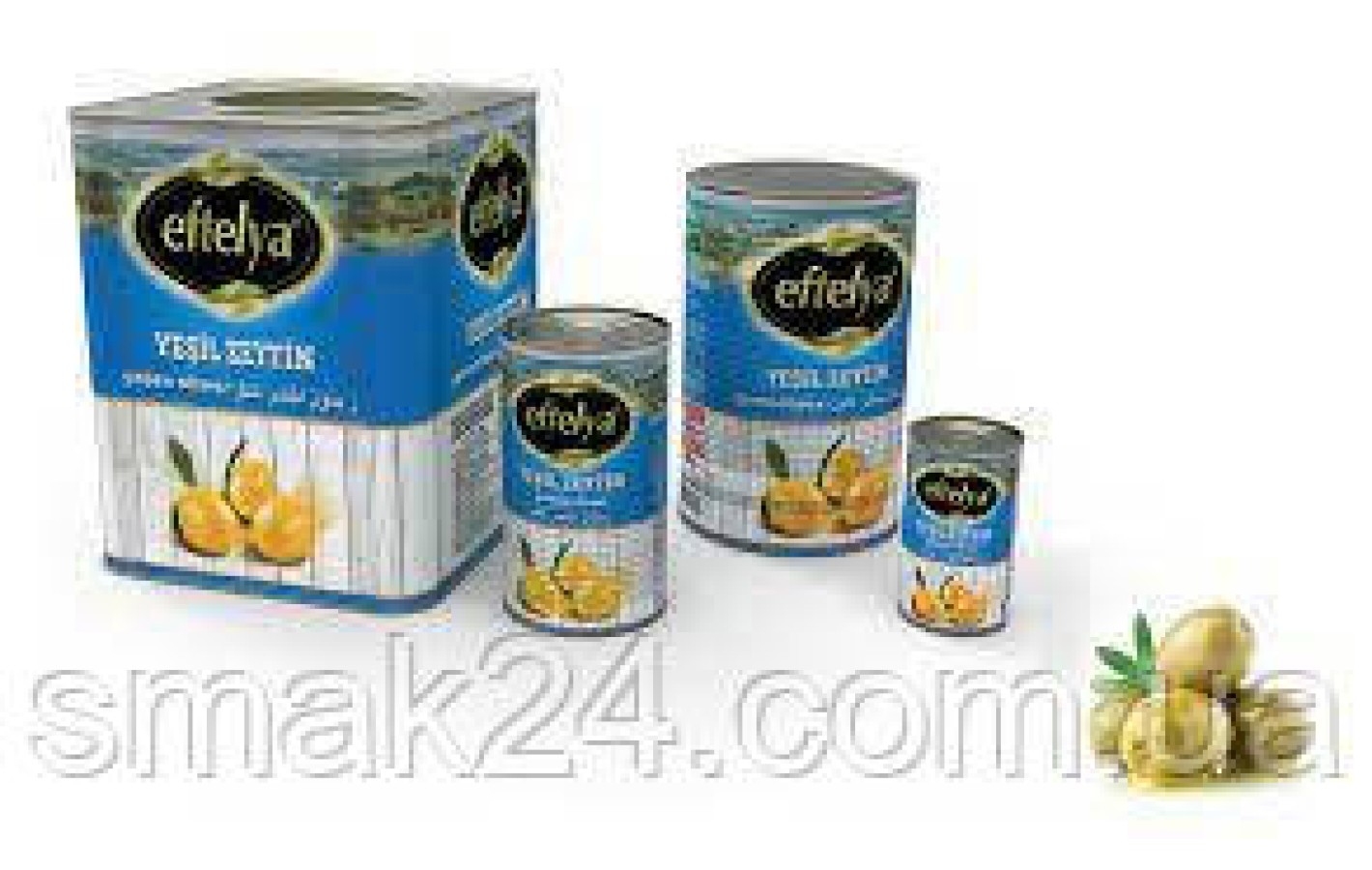 Зеленые оливки с косточкой Eftelya Yesil Zeytin 370г Турция
