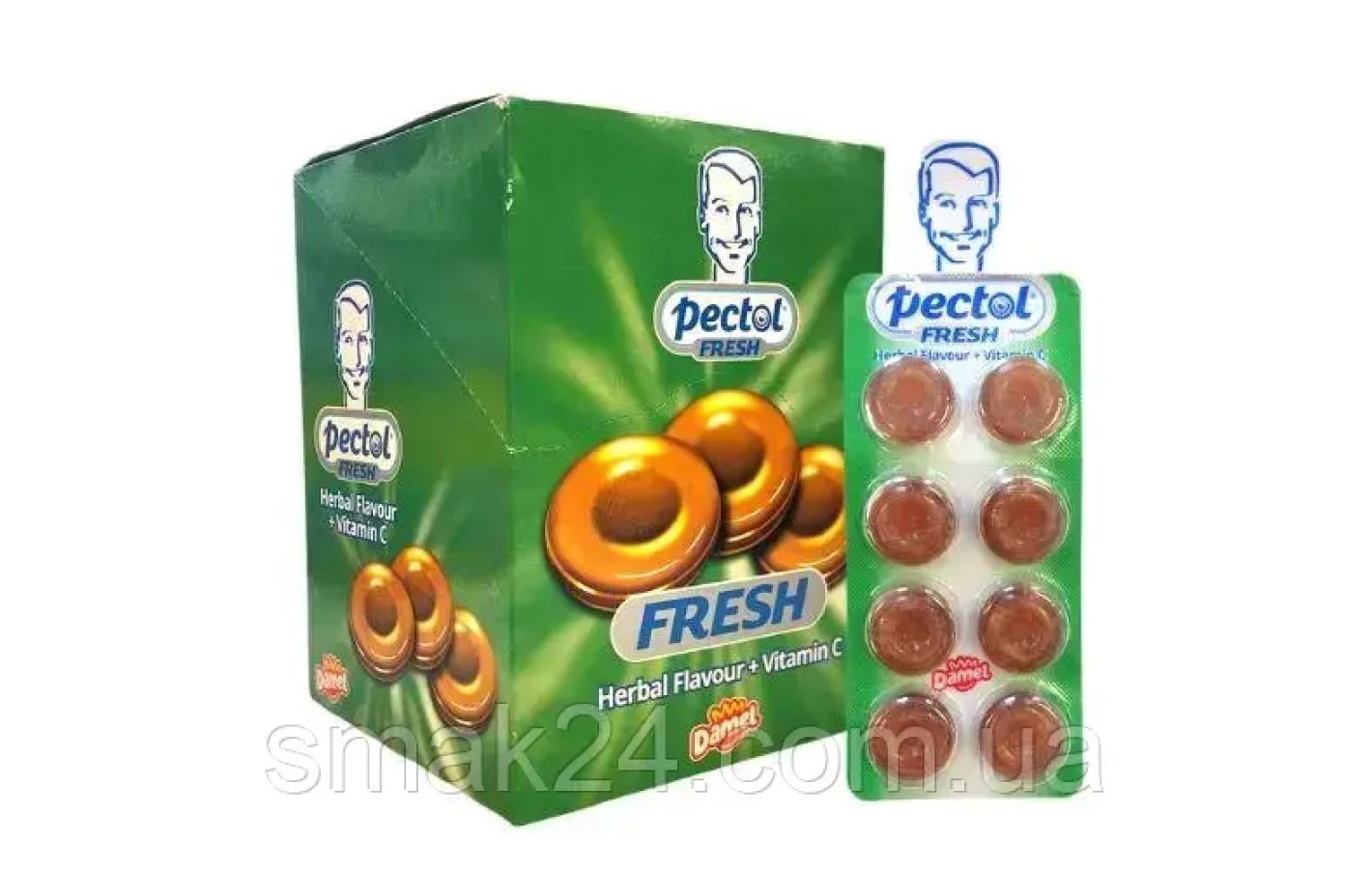 Льодяники Трав'яний смак + вітамін C Pectol Herbal Flavour + Vitamin C Damel 20 г Іспанія