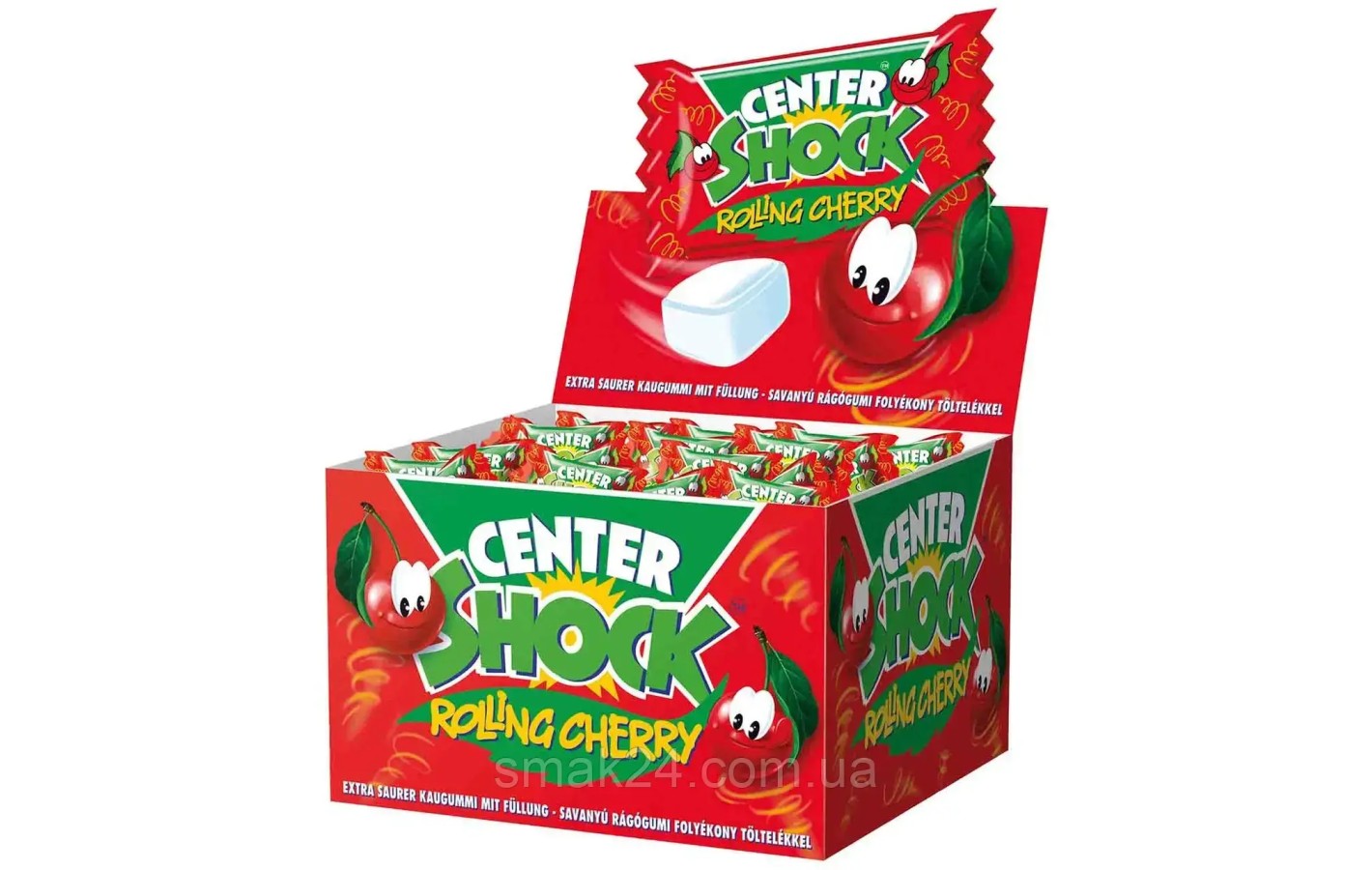 Жувальна гумка Center Shock Rolling Cherry (кисла вишня) 4г Італія