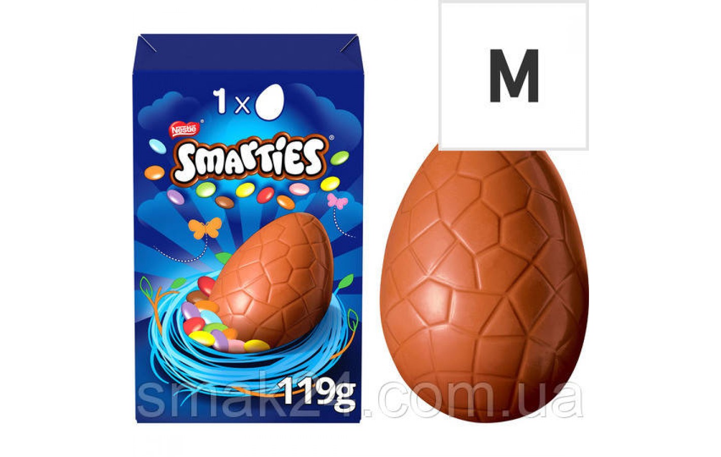 Шоколадное яйцо c начинкой из драже в цветной глазури Smarties Nestle 119г Швейцария