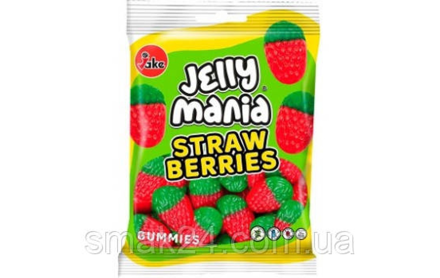 Желейні цукерки БЕЗ ГЛЮТЕНУ І ЛАКТОЗИ Jelly Mania Strawberries Jake 100г Іспанія