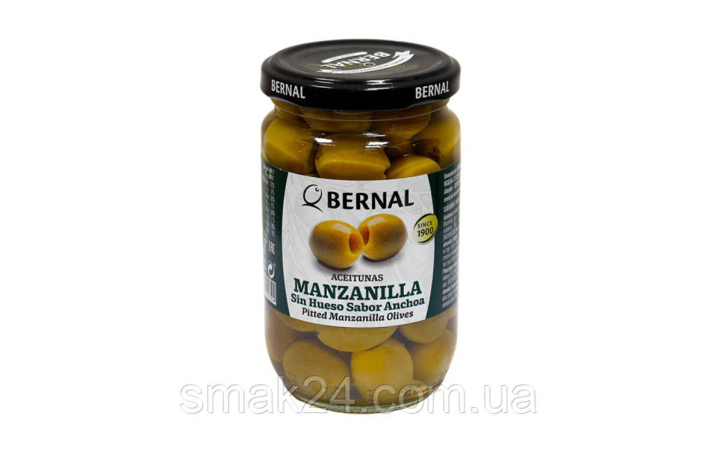 Оливки зеленые без косточки со вкусом анчоуса БЕЗ ГЛЮТЕНА Bernal Manzanilla Olives 300г Испания