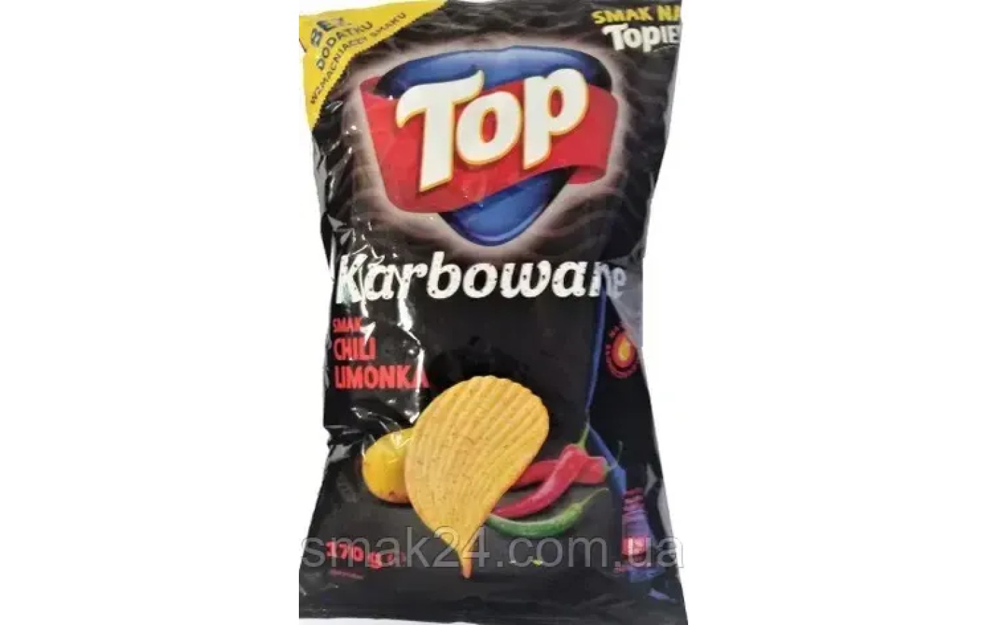 Чіпси хвилясті зі смаком чілі та лайму TOP karbowane Smak Chili Limonka 170г Польща