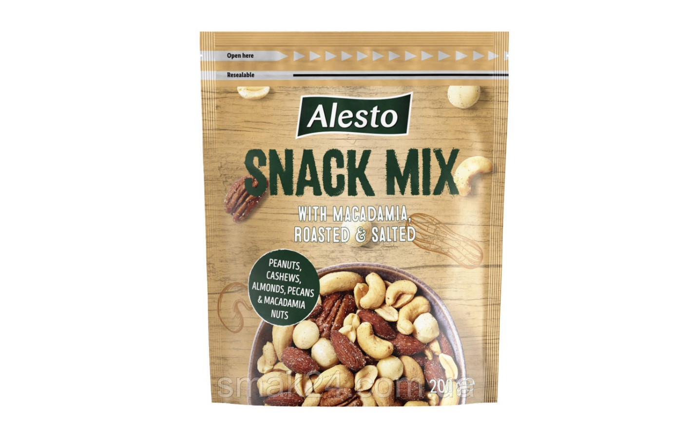 Горіховий мікс з Макадамією Alesto Snack Mix With Macadamia, roasted&salted 200г Польща