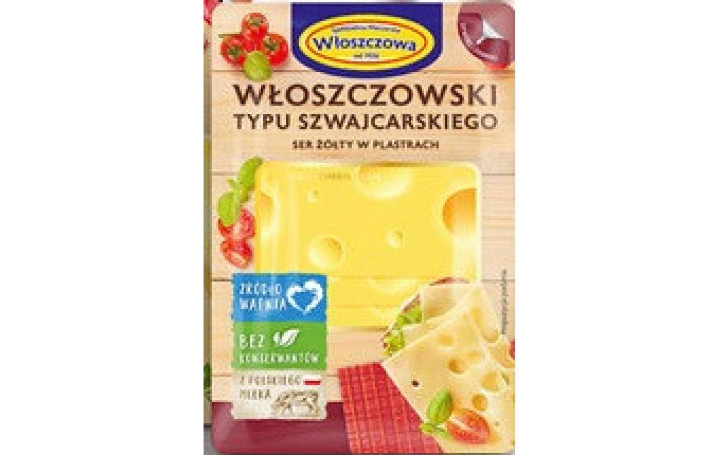 Сыр в пластинках Wloszczowa typu szwajcarskiego без консервантов 400г  Польша