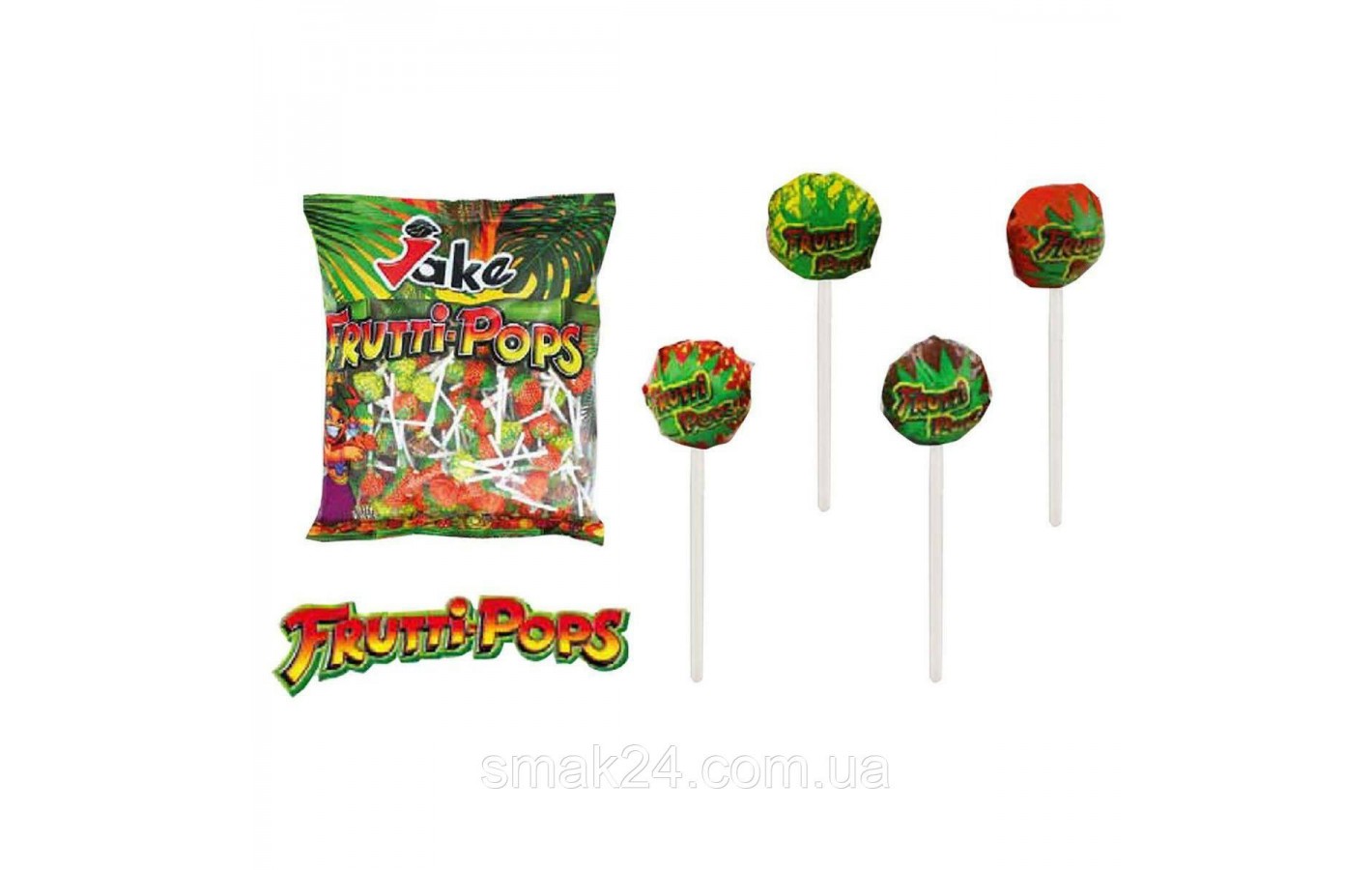 Льодяники на паличці БЕЗ ГЛЮТЕНА БЕЗ ЛАКТОЗИ Frutti-Pops Jake 1.4 кг (200шт) Іспанія