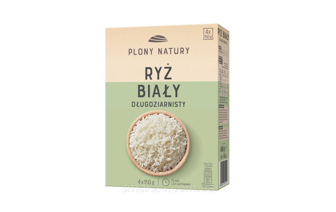 Рис білий довгозернистий Plony Natury (4х150г) 600г Польща