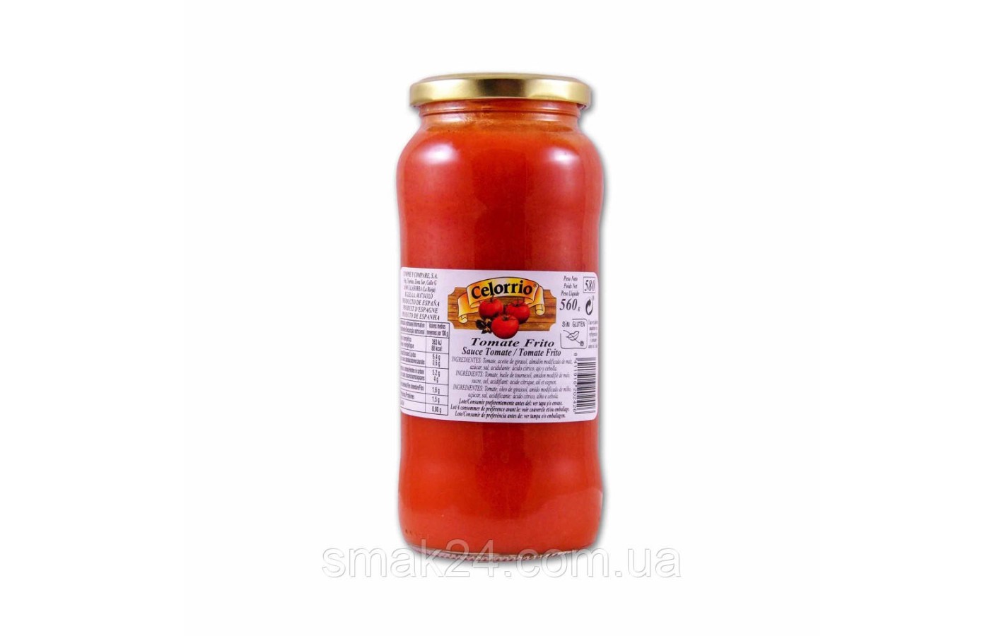 Томатное пюре из жаренных помидор БЕЗ ГЛЮТЕНА Celorrio Tomate Frito 580/550г Испания