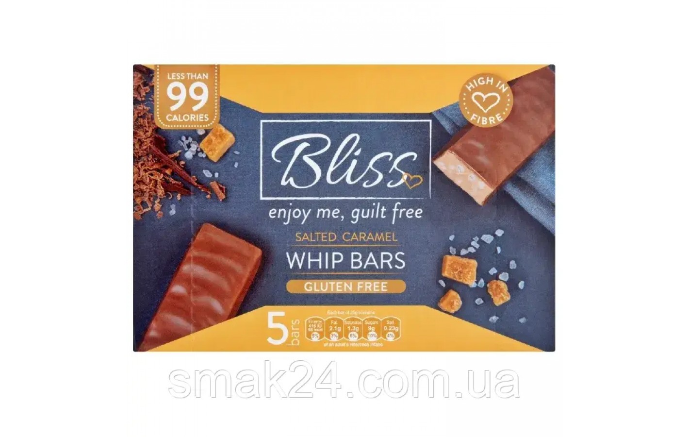Батончик с карамелью и печеньем в молочном шоколаде БЕЗ ГЛЮТЕНА Bliss (5х25г) 125г Великобритания