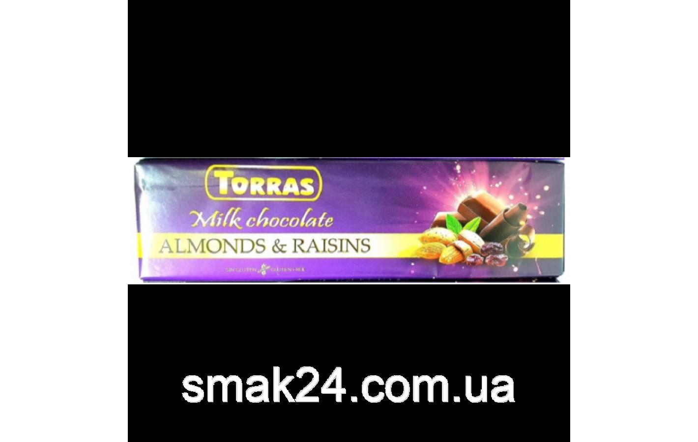Шоколад молочний із мигдалем і родзинками БЕЗ ГЛЮТЕНА Torras Almonds&Raisins 300 г Іспанія