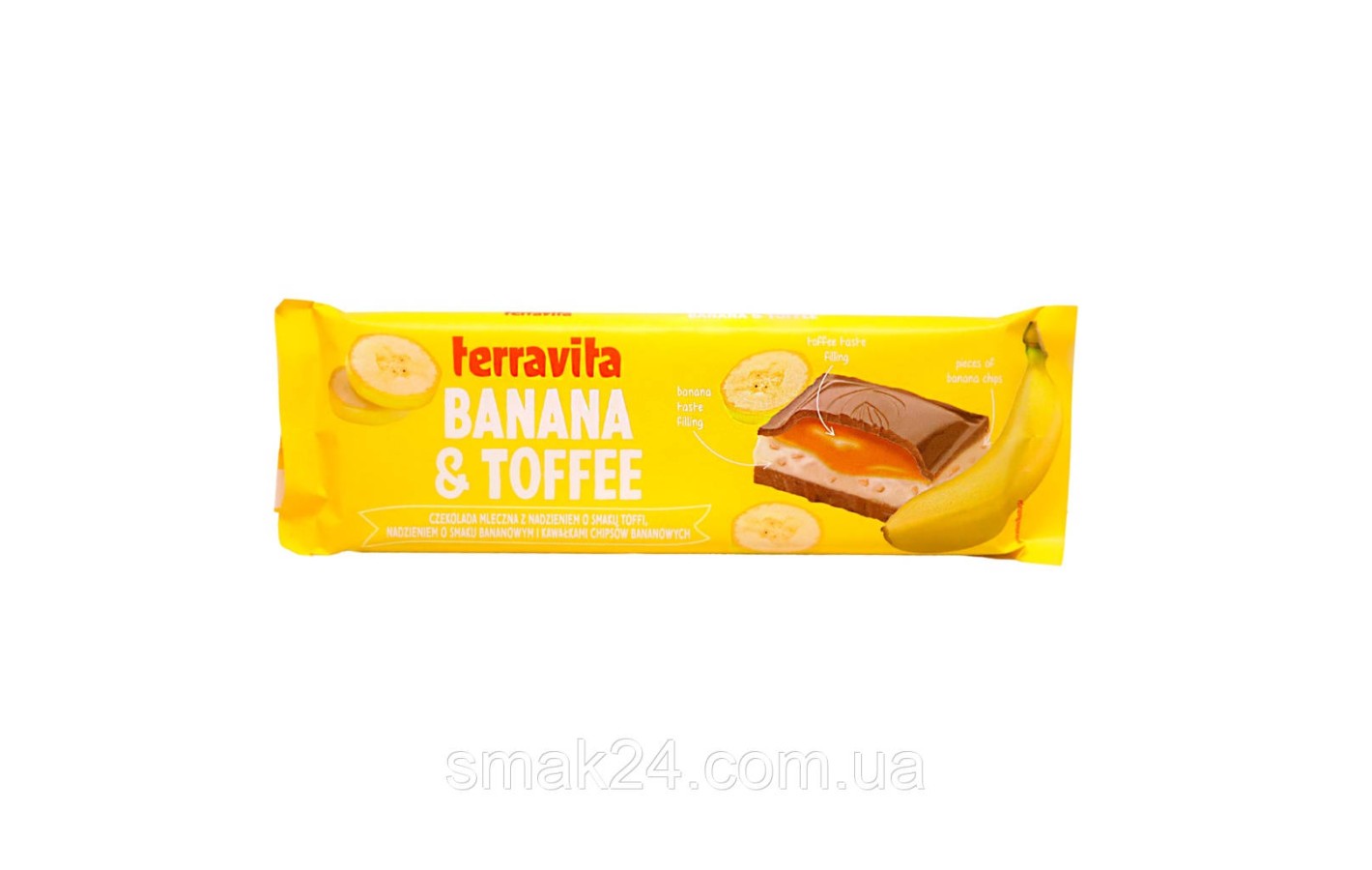 Шоколад молочный с бананом и карамелью Terravita Banana & Toffee 235г Польша