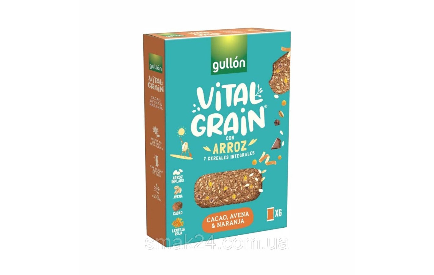 Печиво злакове з какао та апельсином Gullon Vital Grain Cacao, Avena&Naranja (6х41.2г) 247.2г Іспанія