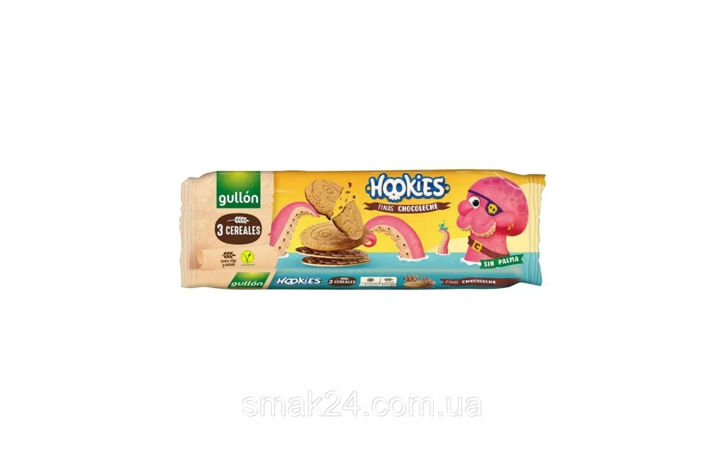Печиво з молочним шоколадом Пірати БЕЗ ПАЛЬМОВОГО МАСЛА Gullon Hookies Finas Chocoleche 160 г Іспанія