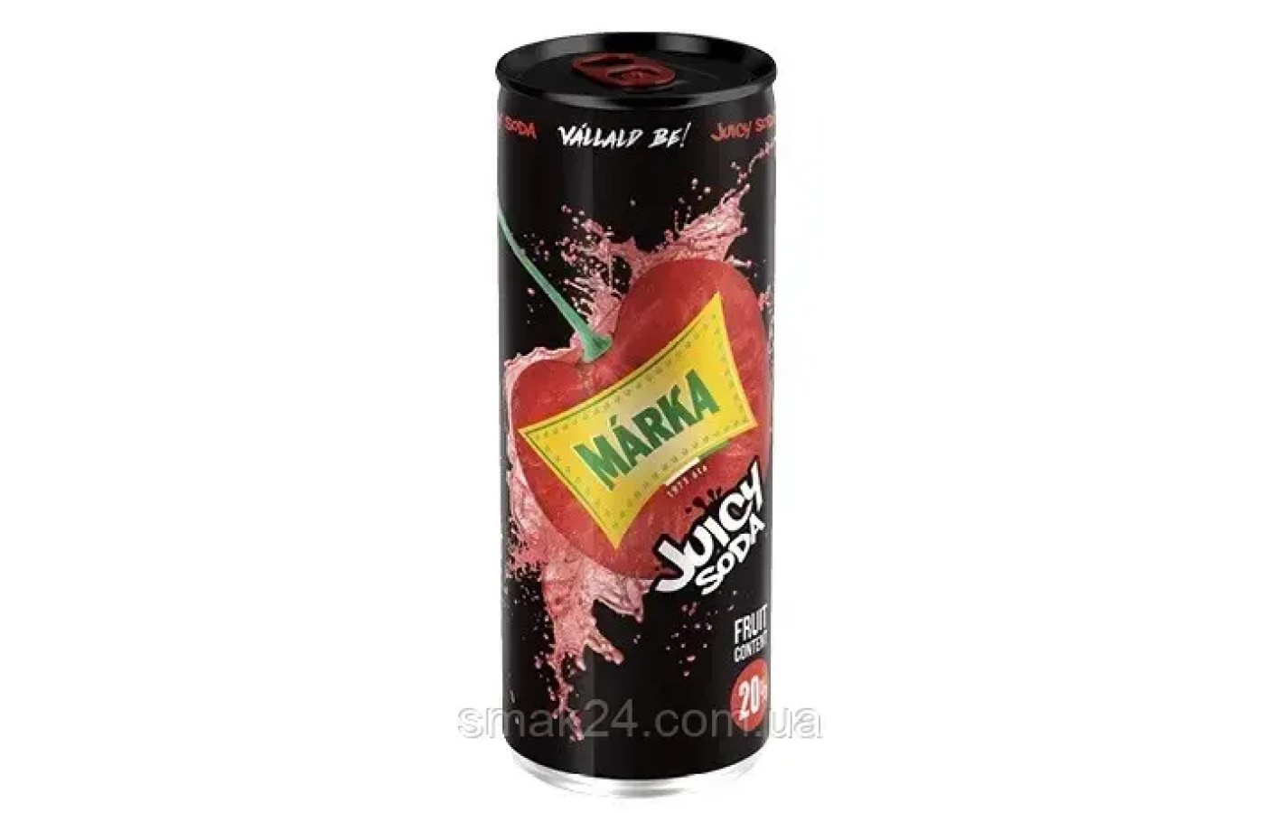 Напиток сильногазированный с соком и со вкусом Вишни MARKA JUICY SODA 250мл ж/б Венгрия