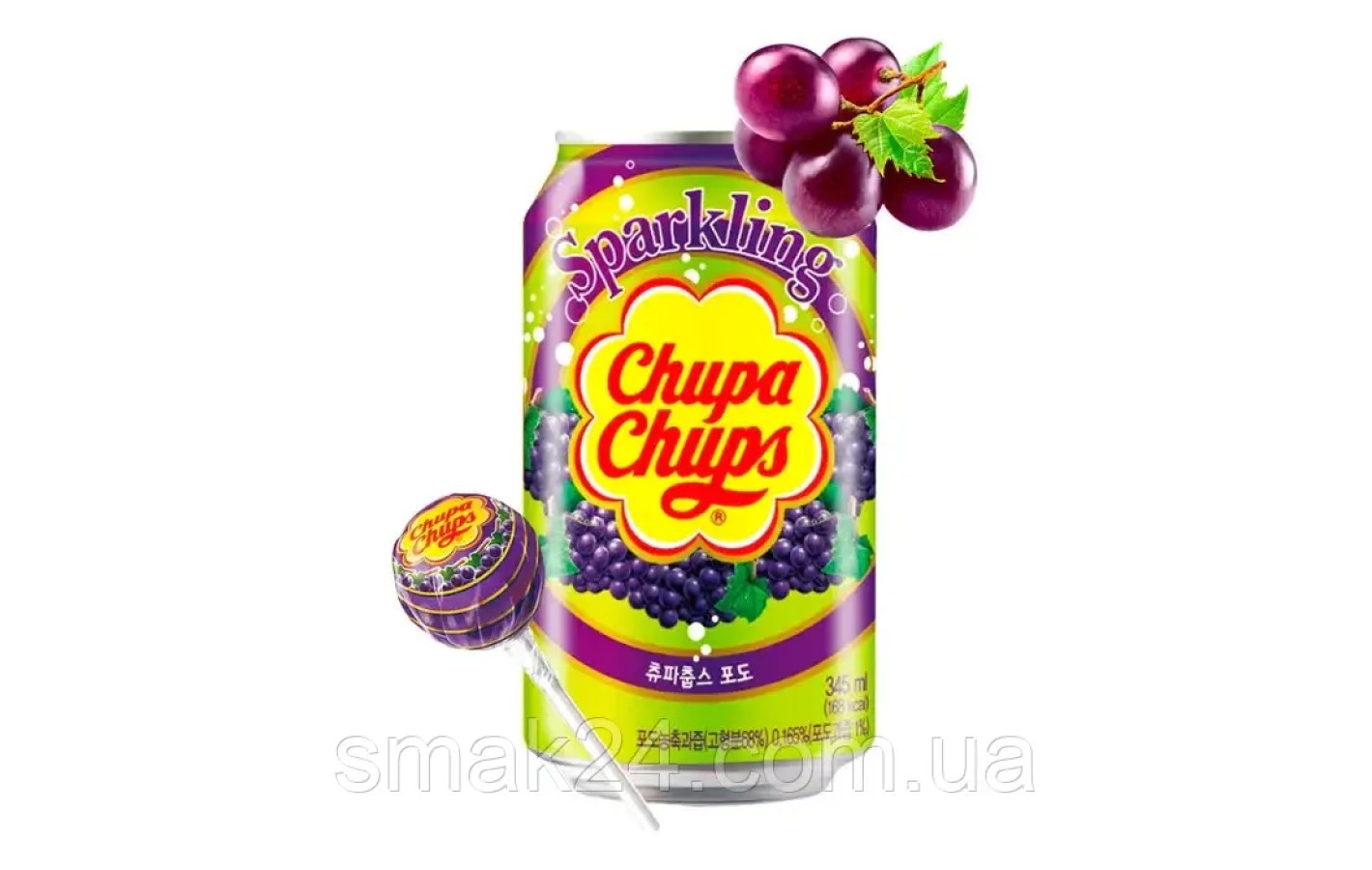 Напиток газированный со вкусом винограда Chupa Chups Grape 345мл ж/б Корея