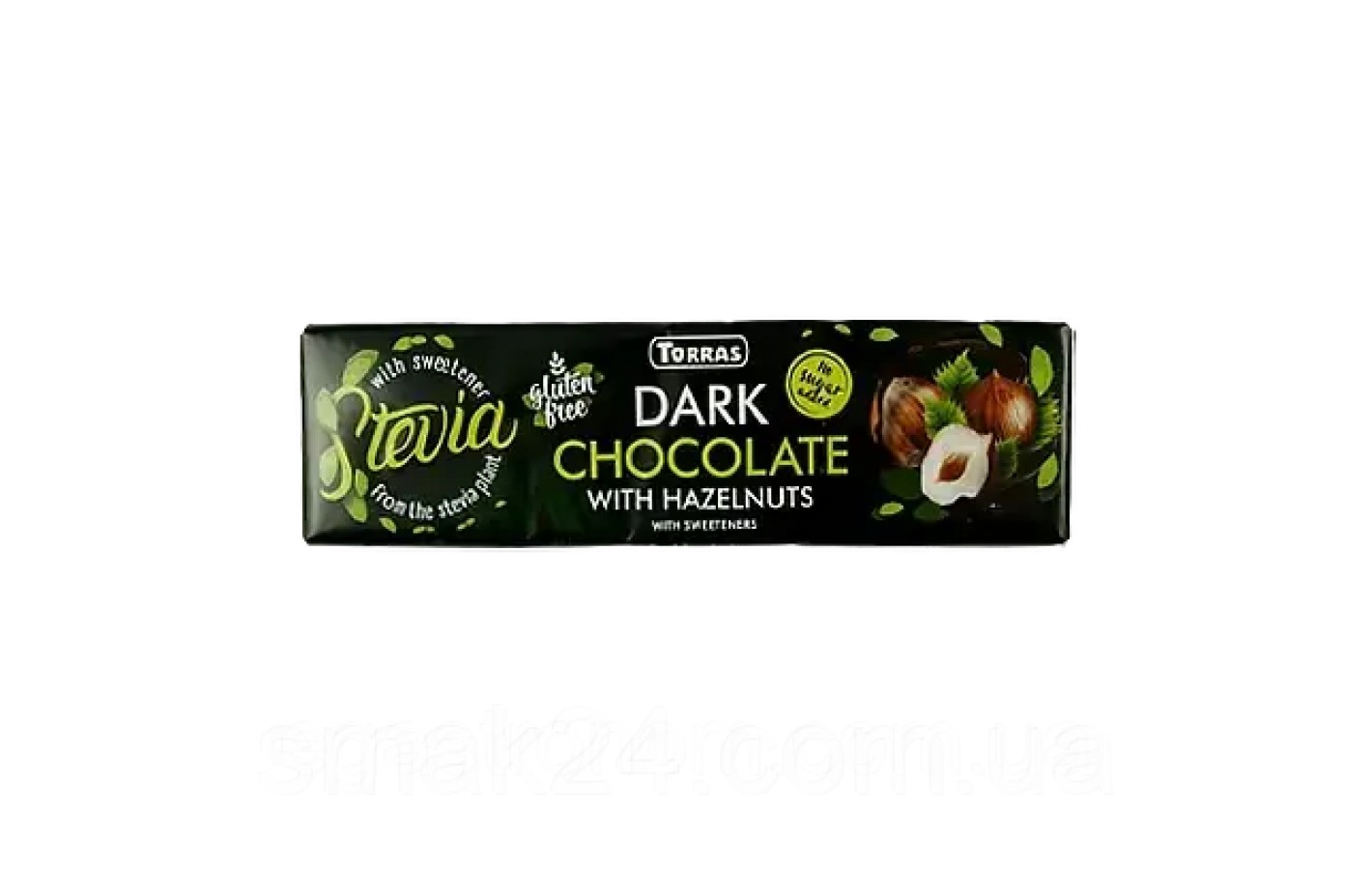 Шоколад чорний із фундуком і стевією БЕЗ ГЛЮТЕНА БЕЗ САХАРА Torras Dark Huzelnuts Stevia 300 г Іспанія