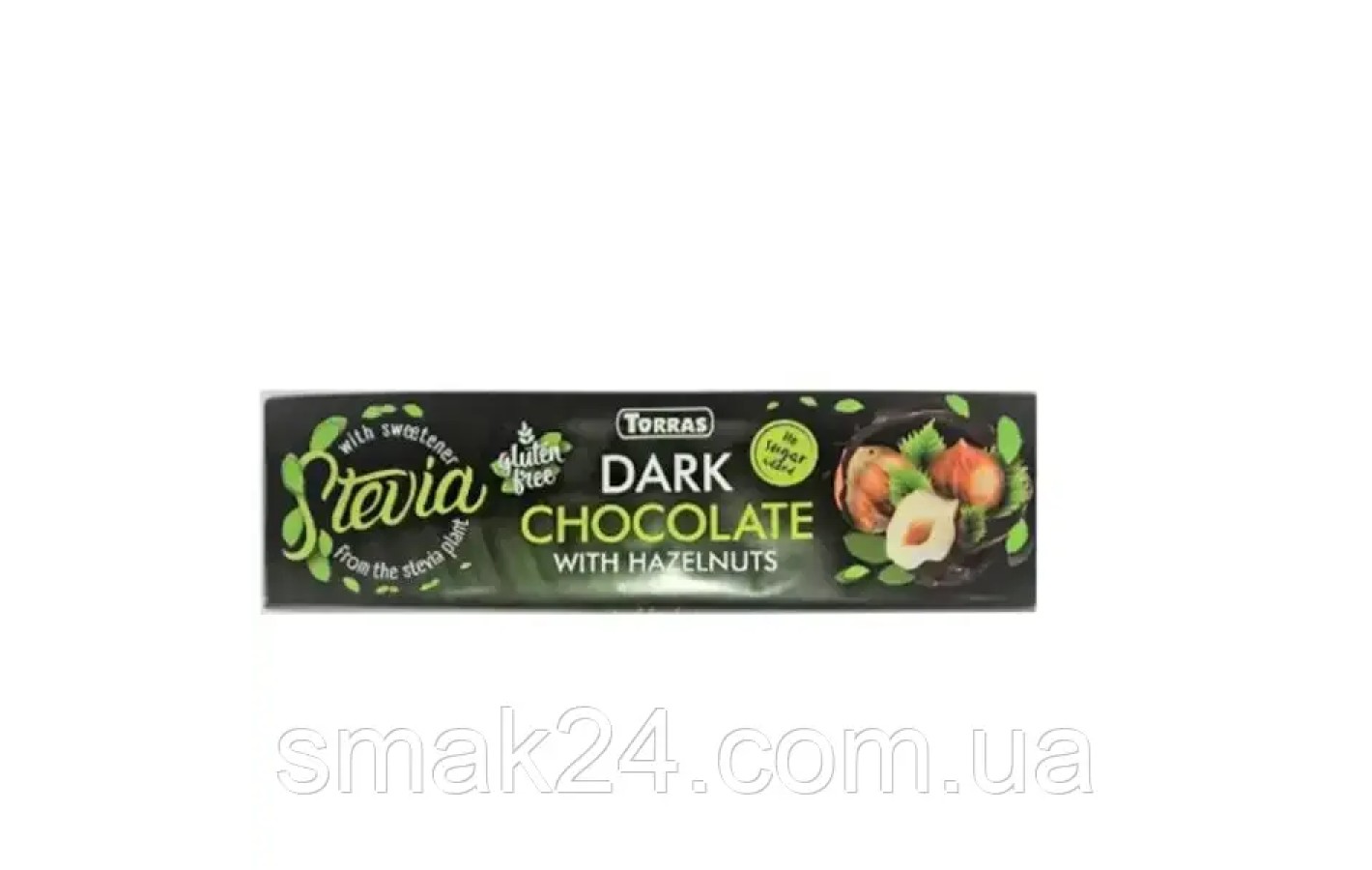 Шоколад чорний із фундуком і стевією БЕЗ ГЛЮТЕНА БЕЗ САХАРА Torras Dark Huzelnuts Stevia 300 г Іспанія
