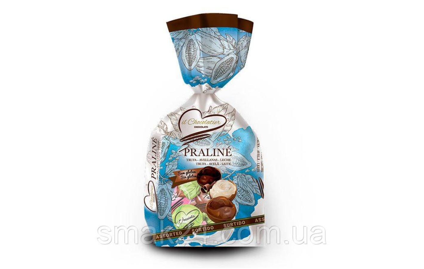 Конфеты пралине из молочного шоколада Ассорти БЕЗ ГЛЮТЕНА Eurochoc ilChocolatier Praline Assorted 225г Испания