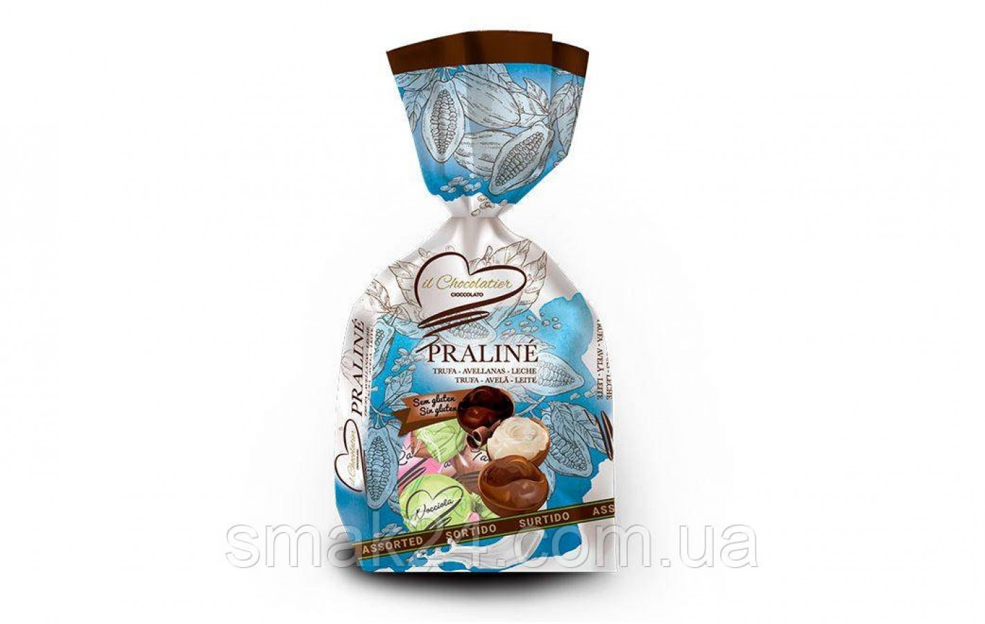 Цукерки праліне з молочного шоколаду Асорті БЕЗ ГЛЮТЕНУ Eurochoc il Chocolatier Praline Assorted 225г Іспанія