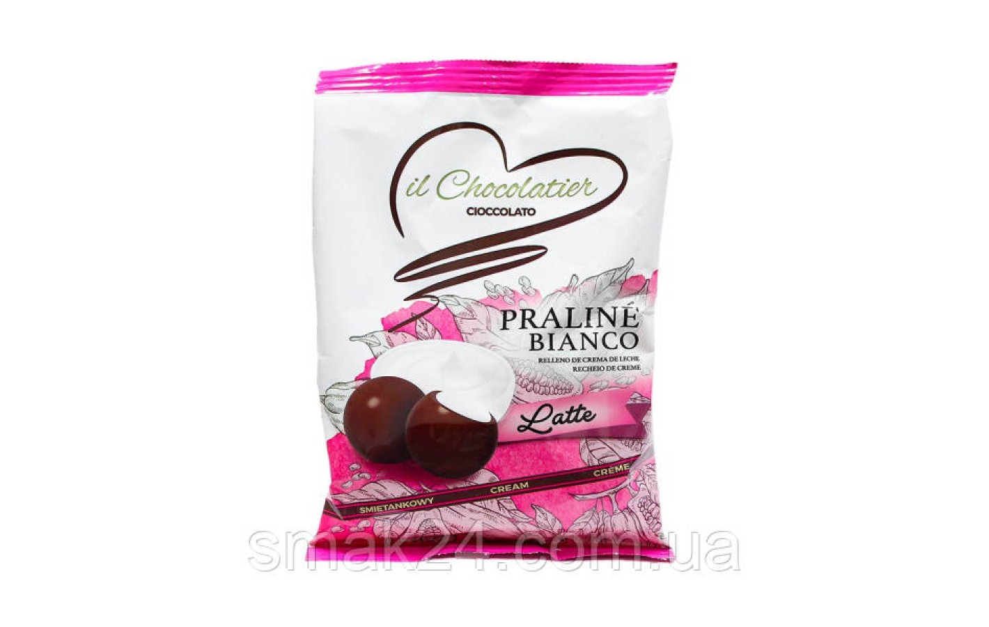 Цукерки праліне з молочним кремом БЕЗ ГЛЮТЕНУ Eurochoc il Chocolatier Praline Bianco 100г Іспанія