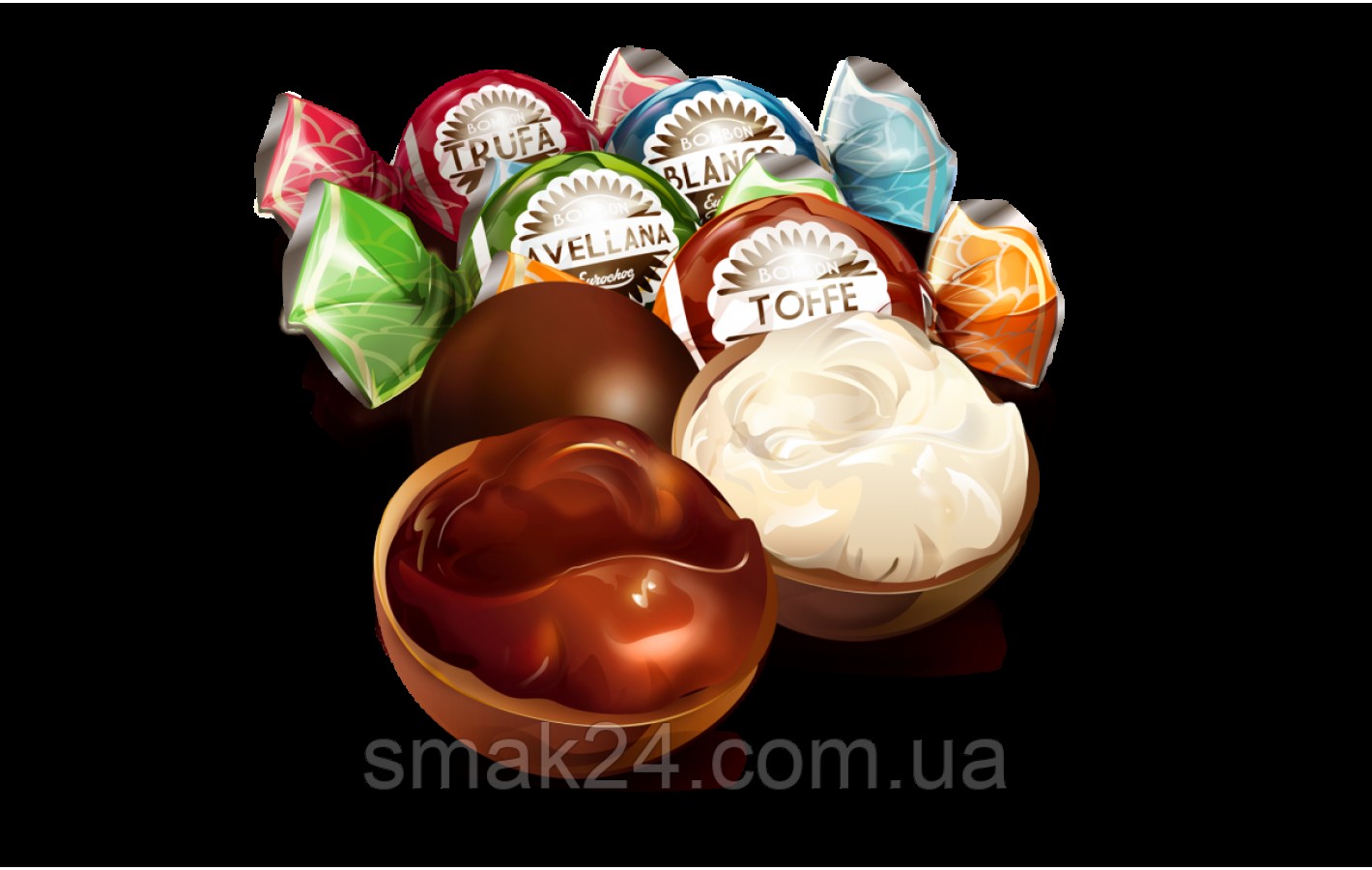 Конфеты из молочного шоколада Ассорти БЕЗ ГЛЮТЕНА Eurochoc Esferas Doble Fleco 1кг Испания