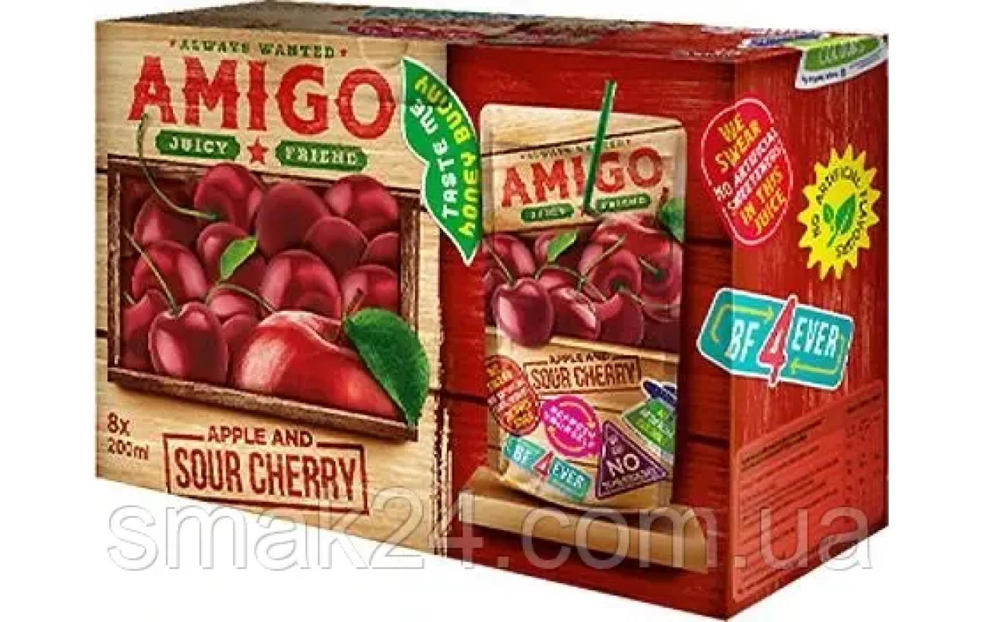 Сок Вишня - Яблоко БЕЗ КОНСЕРВАНТОВ Amigo Sour Cherry 200 мл Македония