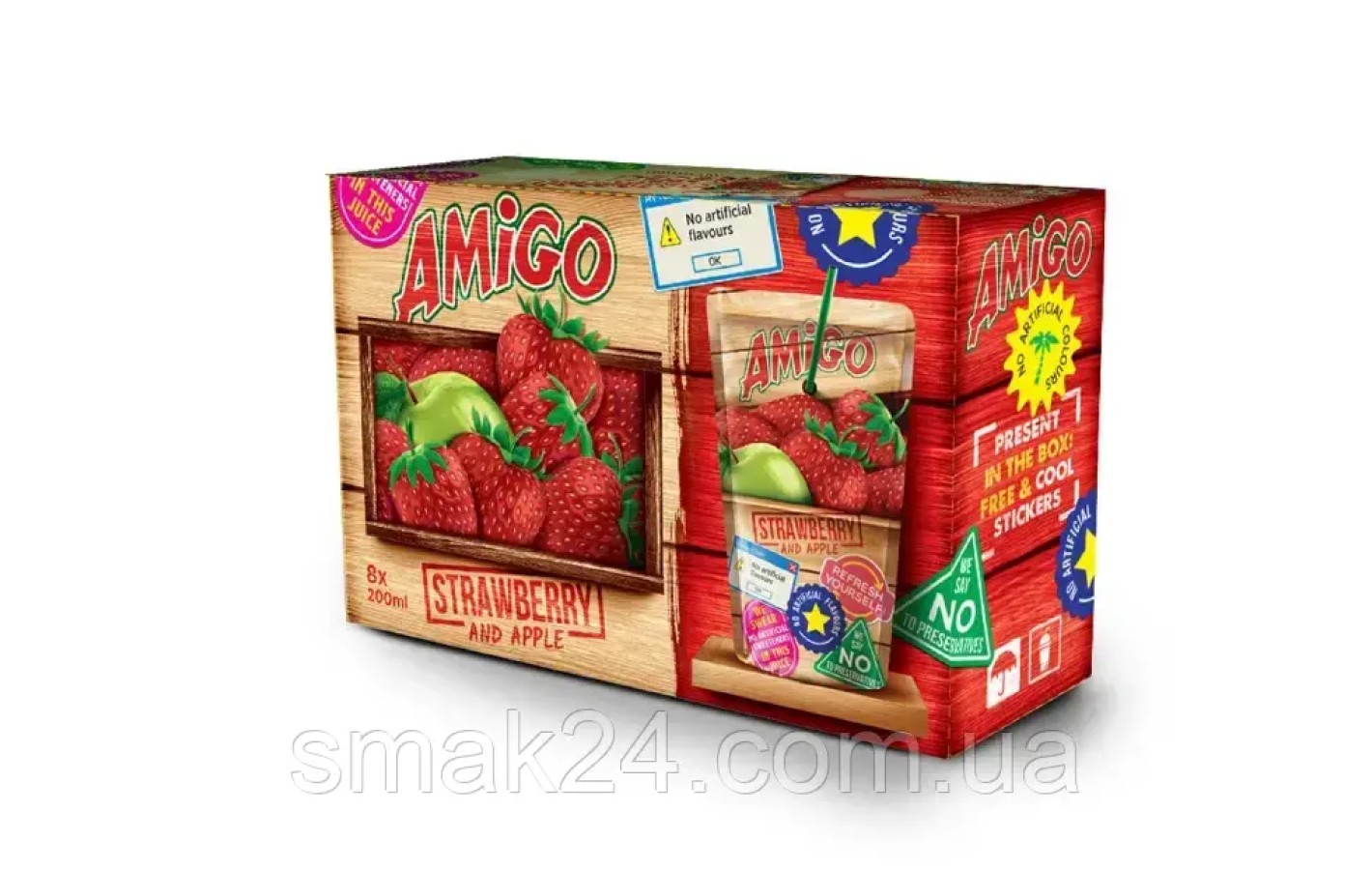 Сок клубника - яблоко Amigo Strewberry and Apple 200 мл Македония