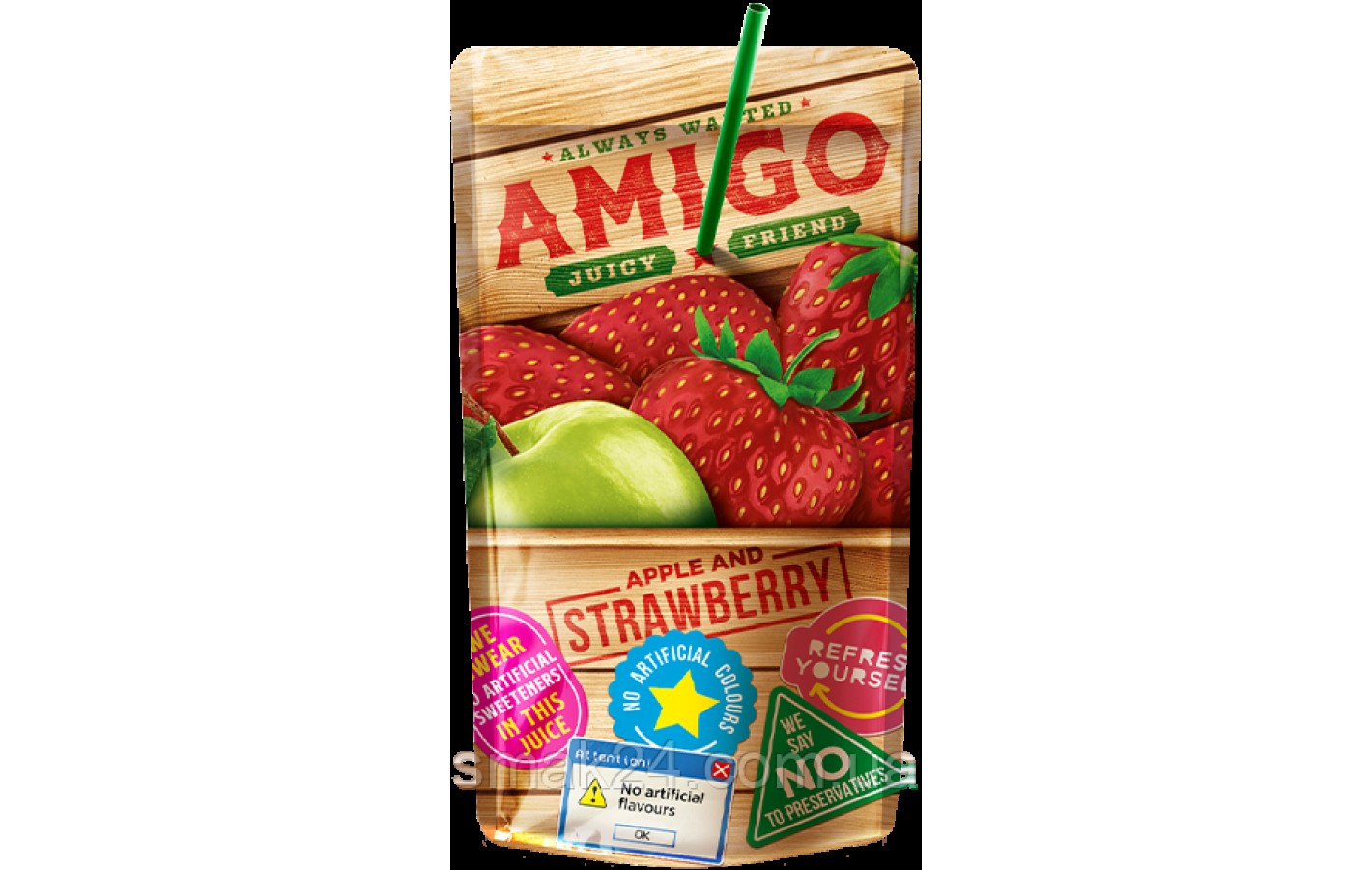 Сок клубника - яблоко Amigo Strewberry and Apple 200 мл Македония
