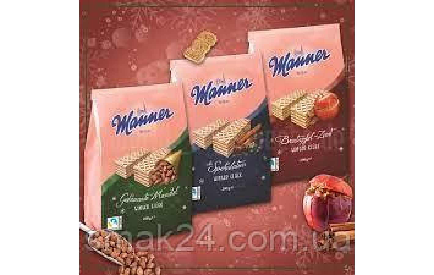 Вафли  со вкусом запеченного  яблока и корицы Manner Winter Gluck Bratapfel-Zum 200г Австрия
