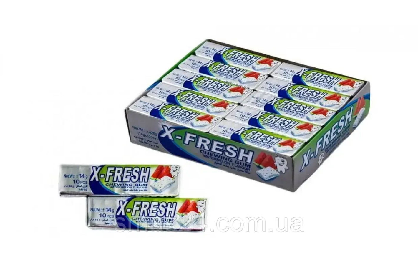 Жевательная резинка арбуз X-Fresh Chewing Gum Watermelon Flavour (10 подушечек) 14г Турция