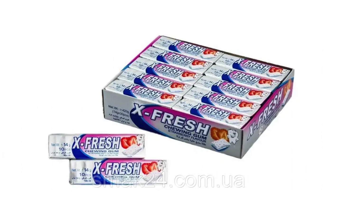 Жевательная резинка клубника X-Fresh Chewing Gum Strawberry Flavour (10 подушечек) 14г Турция