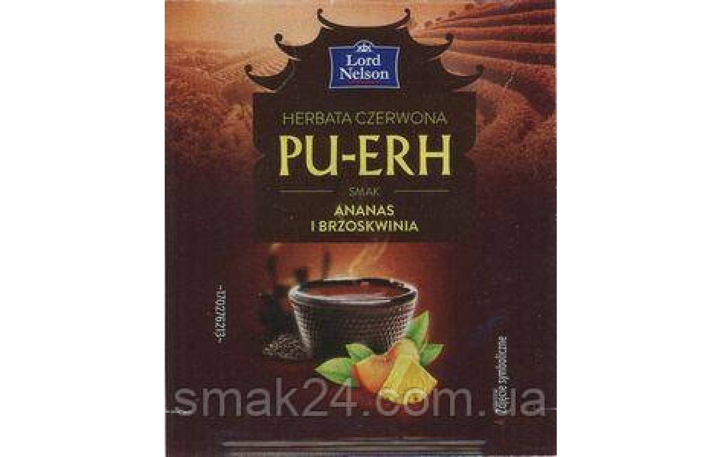 Чай красный пуэр со вкусом ананаса и персика Lord Nelson Pu-Erh 40г(20х2г) Польша