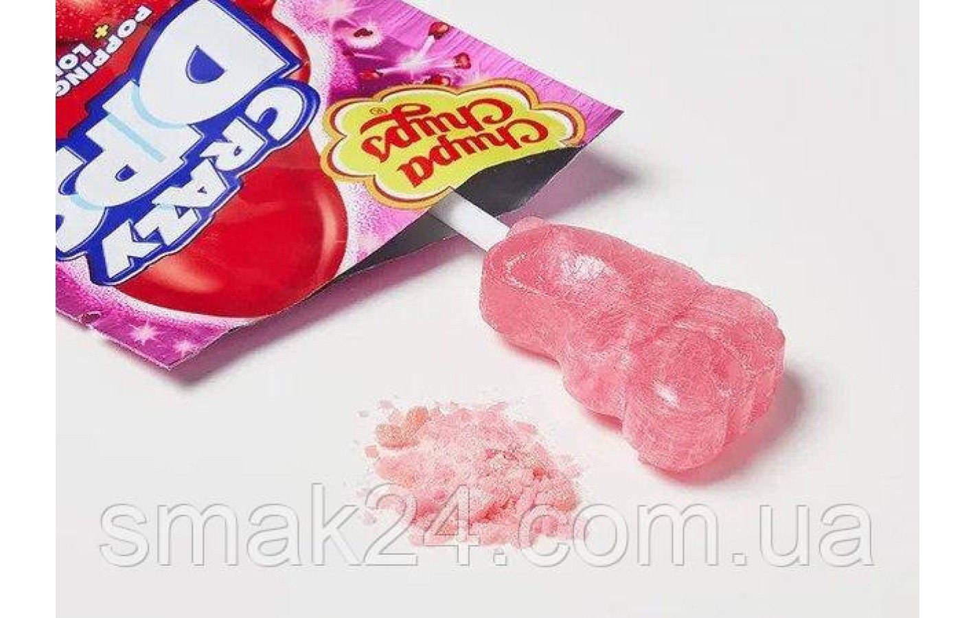 Леденец на палочке Чупа Чупс клубничный вкус Chupa Chups Crazy Dips Strawberry 1шт(14г) Испания
