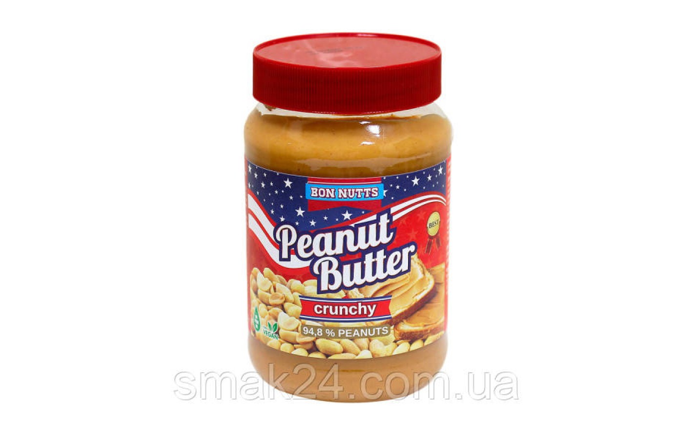 Арахисовая паста БЕЗ ПАЛЬМОВОГО МАСЛА Bon Nutts Penut Butter Crunchy 340г Франция