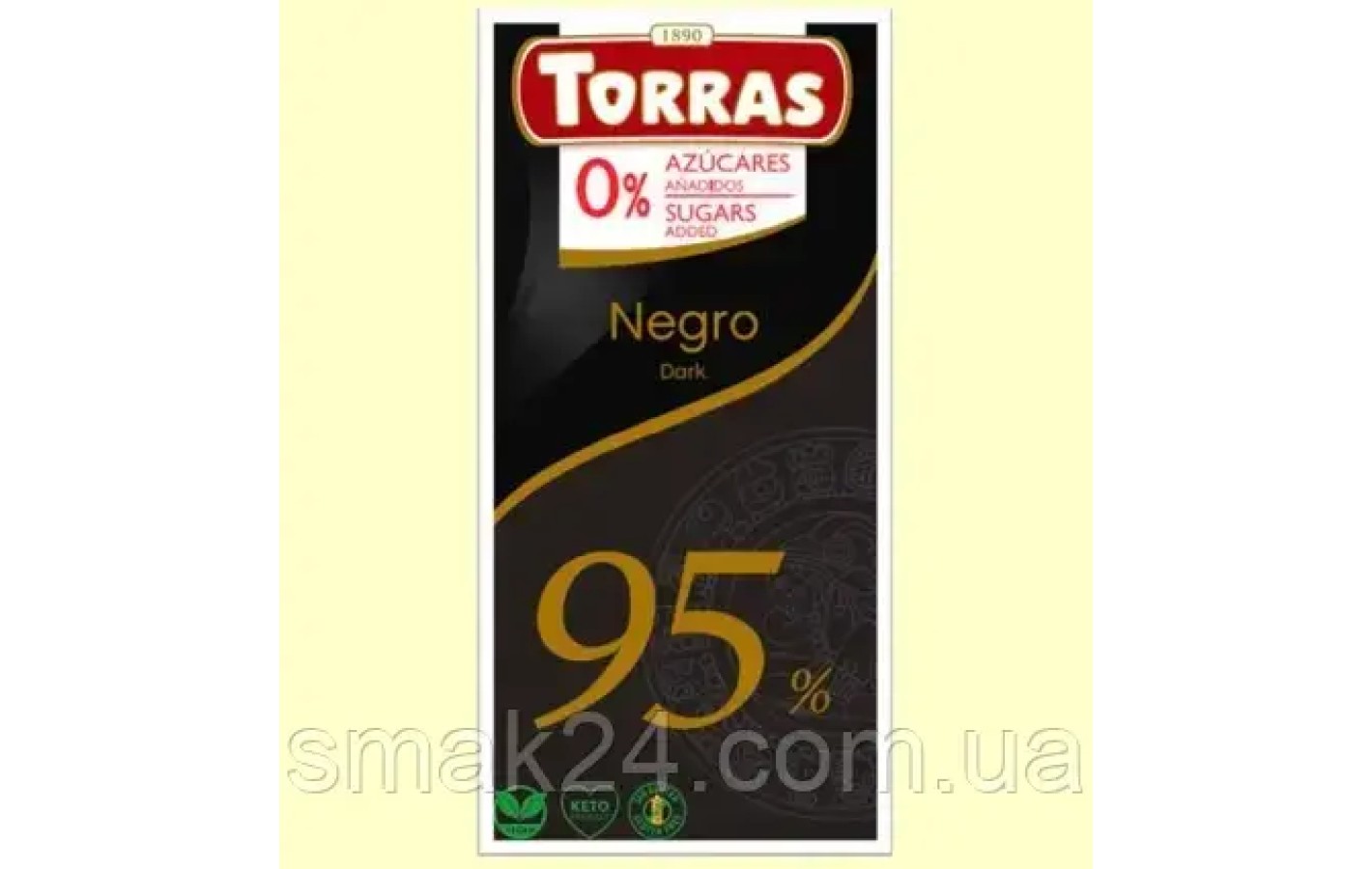 Шоколад чорний 95% БЕЗ САХАРА БЕЗ ГЛЮТЕНА Torras Negro Dark 75 г Іспанія