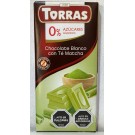 Шоколад білий із зеленим чаєм матча БЕЗ САХАРА БЕЗ ГЛЮТЕНА Torras Blanco Te Matcha 75 г Іспанія