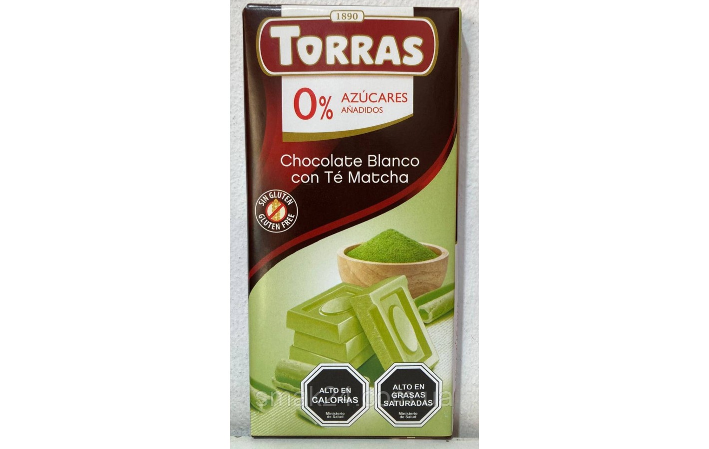 Шоколад білий із зеленим чаєм матча БЕЗ САХАРА БЕЗ ГЛЮТЕНА Torras Blanco Te Matcha 75 г Іспанія