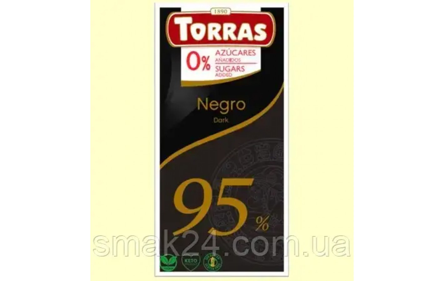 Шоколад черный 95% БЕЗ САХАРА БЕЗ ГЛЮТЕНА Torras Negro Dark 75г Испания