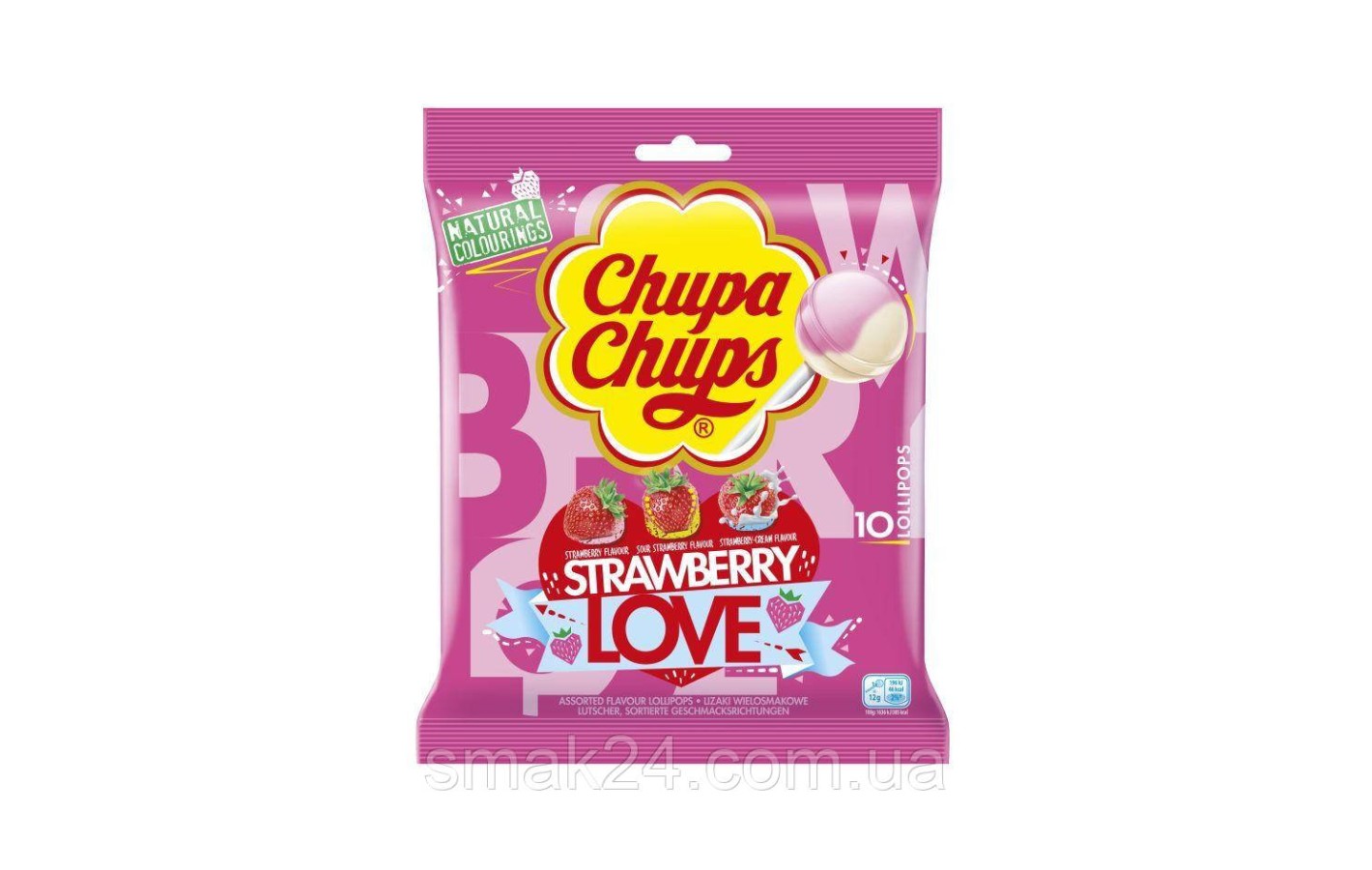 Конфеты на палочке три вкуса клубники Chupa Chups Strawberry 120г Испания