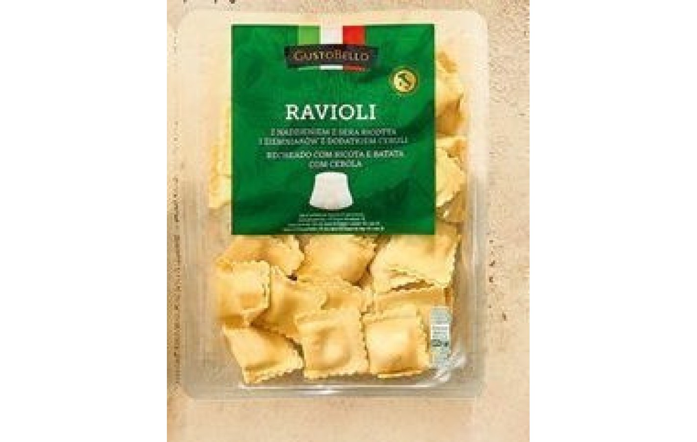 Равиоли с сыром рикотта и базиликом GustoBello Ravioli z serem ricotta i bazylia 250г Италия