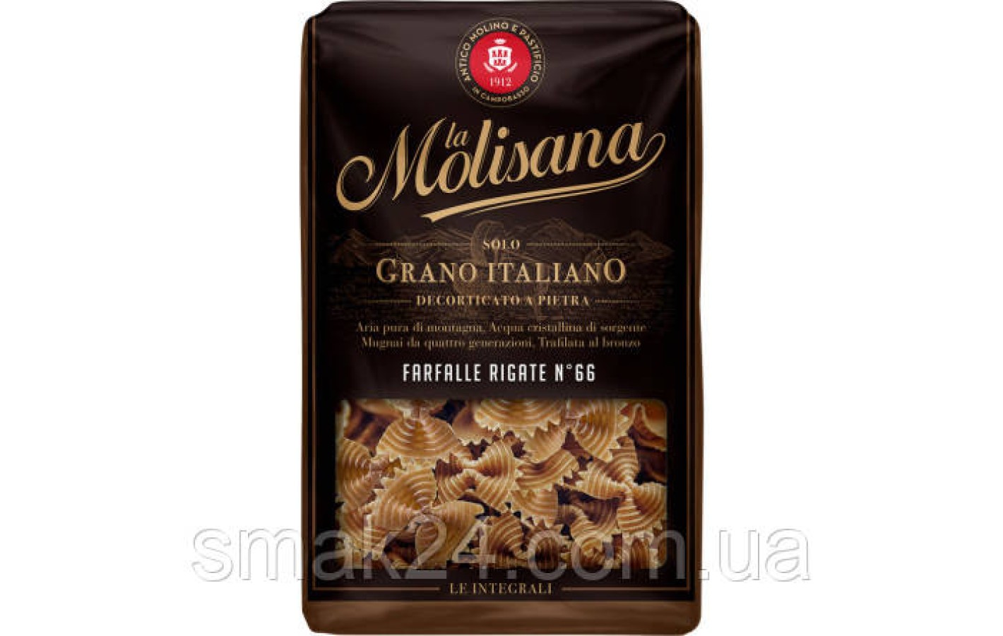 Макаронные изделия цельнозерновые  La Molisana solo Grano Italiano Farfalle Rigate №66 500г Италия