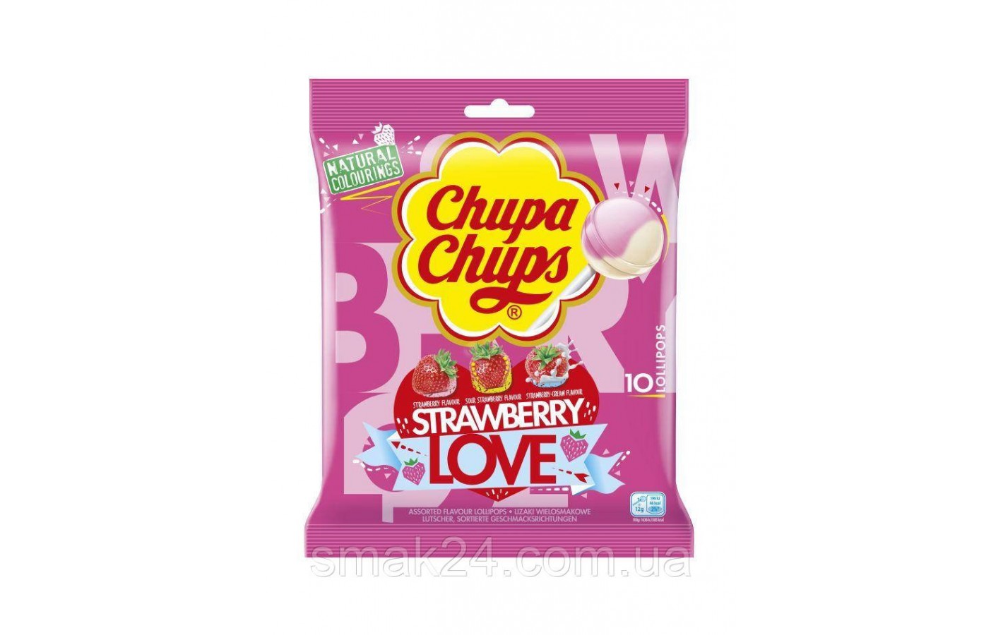 Конфеты на палочке три вкуса клубники Chupa Chups Strawberry 120г Испания