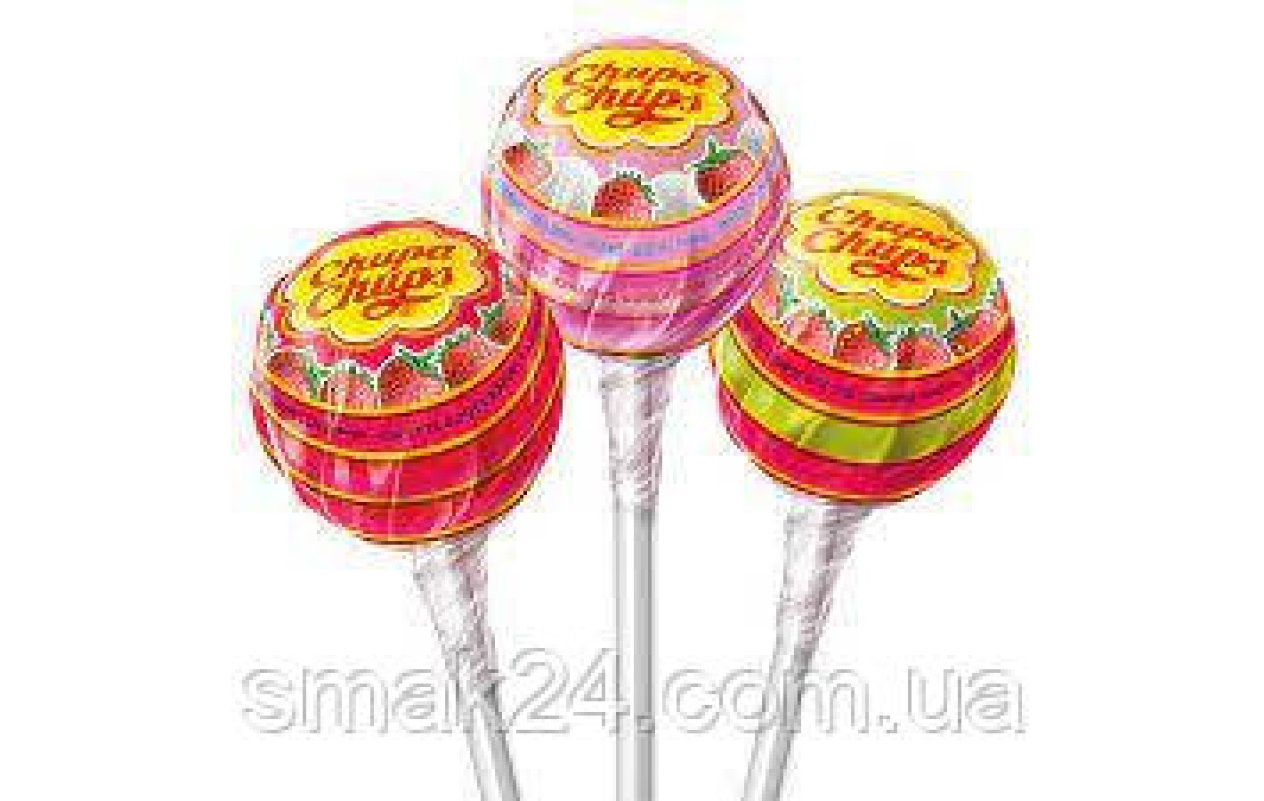 Конфеты на палочке три вкуса клубники Chupa Chups Strawberry 120г Испания