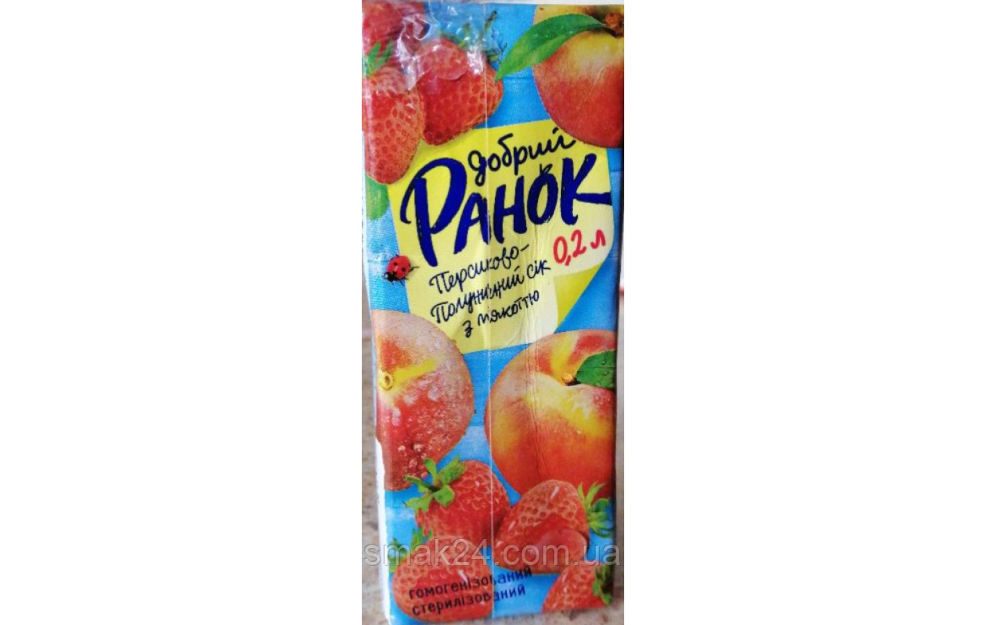 Сок Персиково-Клубничный с мякотью Добрий Ранок 0,2л