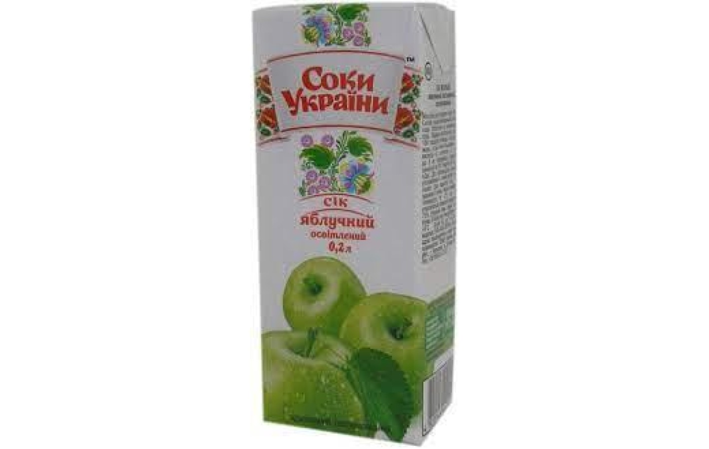Сік Яблучний ТМ Соки України 0,2л