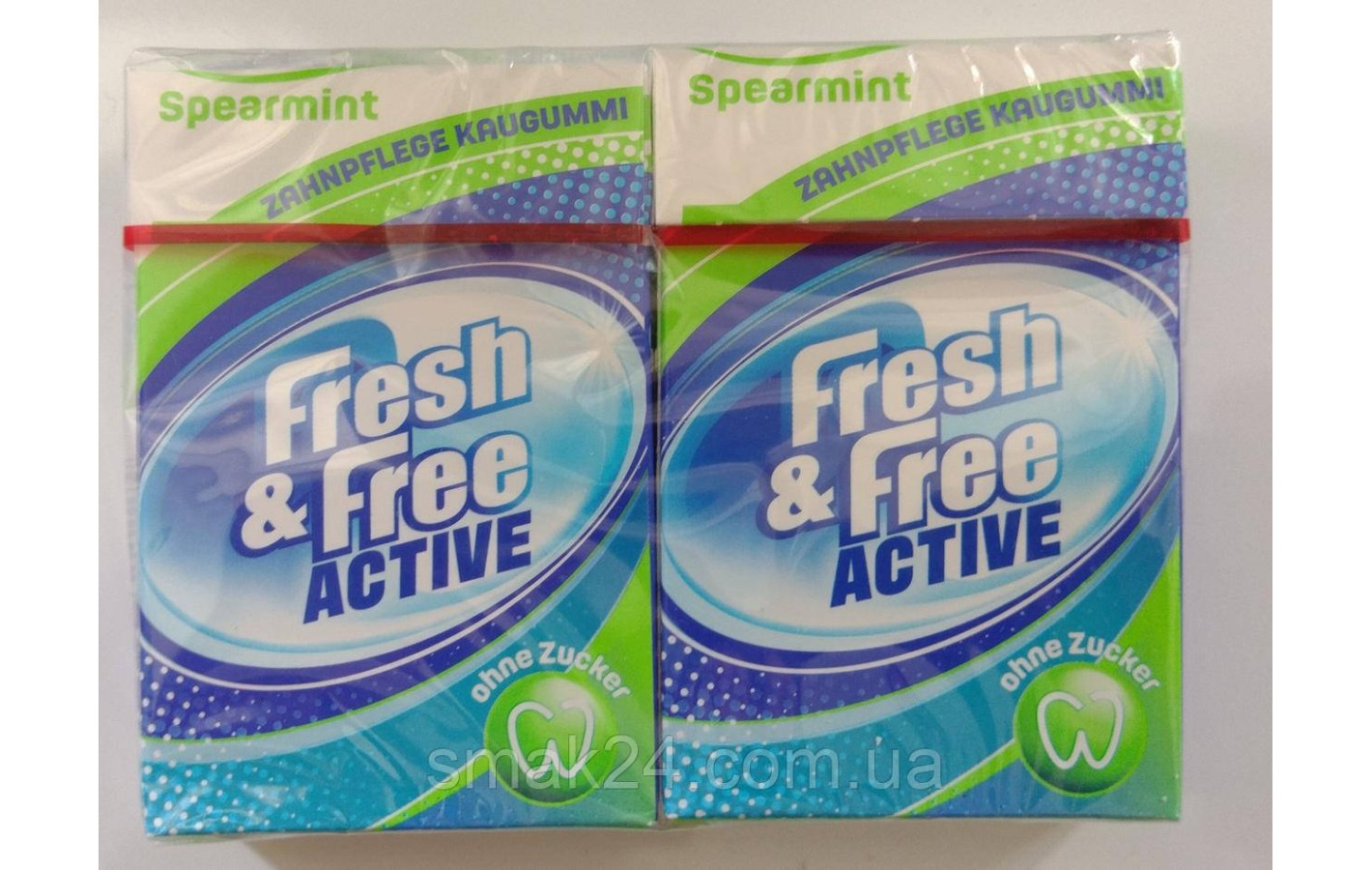 Жевательная резинка с мятой БЕЗ САХАРА 26 штук Fresh&Free Active Spearmint 36г Дания