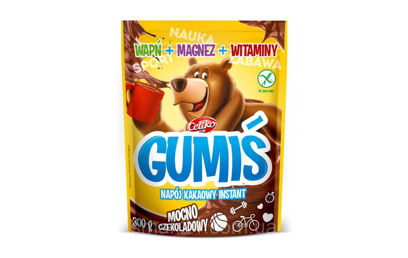 Какао-напиток растворимый с витаминами БЕЗ ГЛЮТЕНА Celico Gumis 300г Польша
